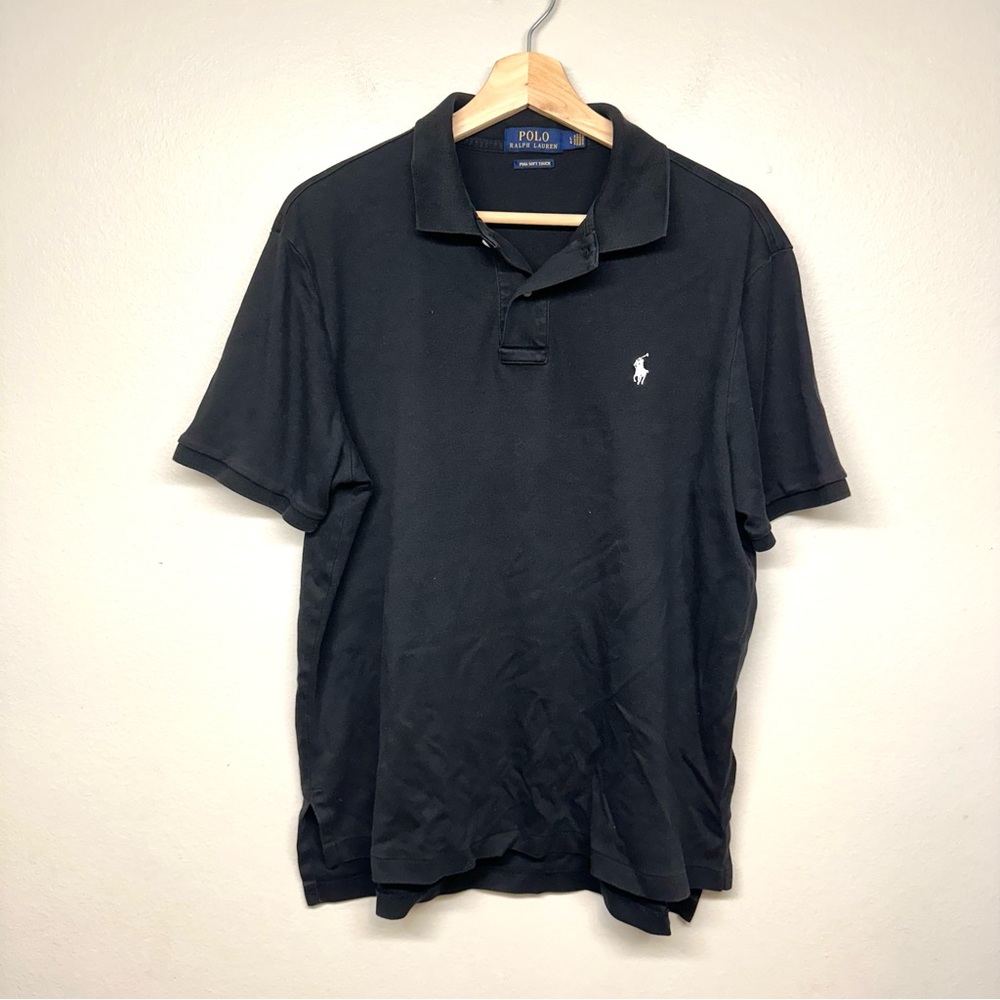 Polo Ralph Lauren Pima Soft Touch Polo Shirt Mens Large Black Short Sleeve Pony
